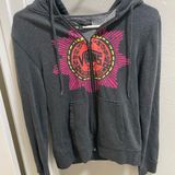 Vans Charcoal Gray Zip Up Hoodie With Vintage Logo Women’s Medium Photo 0