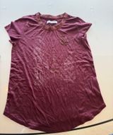 Y2K ABERCROMBIE & FITCH Womens Medium Short Sleeve T-Shirt Eiffel Tower Burgundy Photo 0