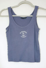 Brandy Melville St. Barth Sail Club Tank Top Blue Anchor Graphic Crop Tank Photo 0