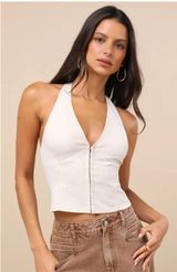 Beige hook and eye halter top  Photo 0