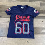 Victoria’s Secret PINK Patriots Jersey Size S Navy Sequin Logo Short Sleeve Photo 0