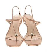 Strappy Heeled Sandals Pump 8.5 Light Tan Nude Wedding Bridal Summer Minimalist Photo 0