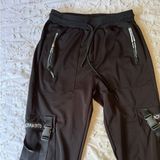 S BLACK CARGO JOGGERS WITH buckles and design Photo 0