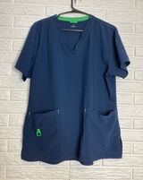 Carhartt Scrub Top Womens L Navy Blue Excellent Force Cross-Flex V-Neck C12110 Photo 0