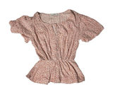 Abercrombie‎ & Fitch Pink & White Floral Keyhole Peplum Blouse Size XS Photo 0