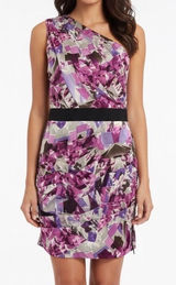 Lipsy One Shoulder Pleated Pink Purple Dress Side Zip 12 Hoco Date‎ Party Formal Photo 0
