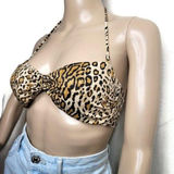 Victorias Secret Leopard Print Halter Bikini Top Tie Back Swimwear size medium Photo 0