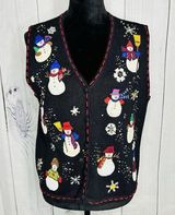 Designers Originals Studio Christmas Sweater Vest Size S Snowman Vintage Photo 0