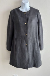 Marc New‎ York Women's Faux Suede Gray Trench Coat Gold Buttons Small Photo 0