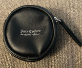 Juicy couture black faux leather Coin Purse Headphone Makeup Travel Keychain Photo 0