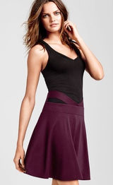 Victoria's Secret Burgundy Cutout Skirt High Waist Cutout Mini Flared A-Line XS Photo 0
