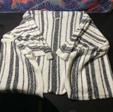 Cozy Black & White Striped Women’s Sweater Cardigan Poncho Photo 0