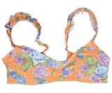 Aerie Scoop Floral Ruffle Bikini Top Swimsuit Orange Blue Purple XL‎ Photo 0
