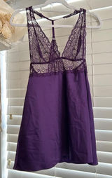Purple Satin Lace Babydoll Slip Nightgown Fairy Grunge Coquette Y2K Small Photo 0