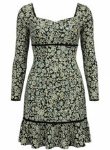 Free People Bohemian Mini Dress Black‎ Floral Babydoll Long Sleeve Womens 0 Photo 0