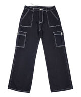 Cider Happy Hour Cargo Jeans Wide Leg Black Denim Contrast Stitch Size XL Photo 0