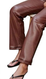 Abercrombie 90s Straight Ultra High Rise Faux Leather Pants Brown - Size 29/8 Photo 0