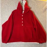 Outdoor Voices MegaFleece Snap Up Hoodie XL Red Wool Blend Fleece Pullover Photo 0
