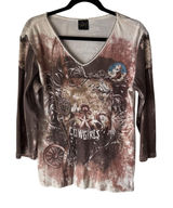 Katina Marie Shirt Large Brown Western Cowgirls‎ Graphic Long Sleeve USA Grunge Photo 0