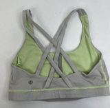 Lululemon Size 6 Energy Bra Medium Support Stretch B / C Cup Gray Lime Green Photo 0