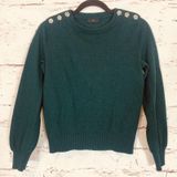 J. Crew Lambs Wool Blend Jewel Shoulder Sweater Emerald Green Women’s Small Photo 0