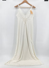 Popilush Built-In Shapewear Slip Dress Women XXL Ivory NEW Lace Trim‎ Maxi Slit Photo 0