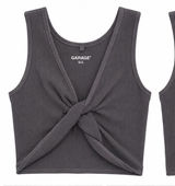 Garage Black Ribbed Twist Front Crop Top Women’s Size Large Photo 0