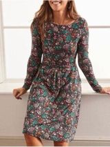 Boden Abigail Long Sleeve Jersey Knit Dress Floral Confetti Print Photo 0