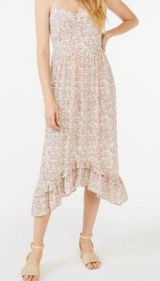 Scoop Ruffle Hem Sleeveless Midi Dress Multi Dainty Floral cottage M 8-10‎ NWT Photo 0
