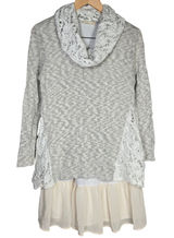 Altar'd State Gray White Lace Cowl Neck Tunic Dress Layered Size M Photo 0