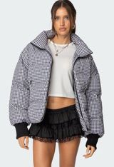 Edikted oversized, gingham puffer coat Photo 0