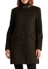 Lauren Ralph Lauren Women's Wool Blend Buckle-Collar Coat Military Green Sz 2 Photo 0