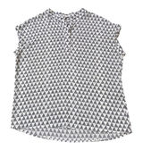Pleione‎ Short Sleeve Blouse w White/Black Geo Pattern Dolman Sleeves Career - M Photo 0