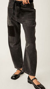 We The Free Moxie Pull-On Barrel Jeans Low Slung Baggy Black Size 31 (US 12) Photo 0