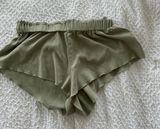 Edikted 2000s Y2k khaki and green ruffle shorts Photo 0