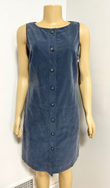 Maggy London Blue Faux Suede Button Front Shift Dress Sleeveless Sz 4 NWT Photo 0