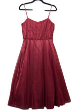 Vintage 90s As U Wish Party‎ Dress Fit Flare Sleeveless Tulle Overlay Red Size 5 Photo 0