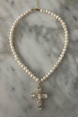 Vida Kush Virgin Mary Cross Pearl Necklace Photo 0