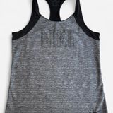 Nike Women M Performance Sporty Sleeveless Tank Top Gray Black Photo 0