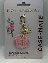 LoveShackFancy Pink Floral Keychain Charm with Gold Hardware Photo 0