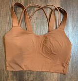 Lululemon Like a Cloud Longline Bra Brown Strappy Back Size 4 Yoga Workout Photo 0