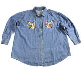 Bobbie Brooks Denim Shirt Women 18W/20W Winter Snowman Bear Christmas‎ Vintage Photo 0