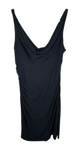 White House Black Market Black Draped Neckline Stretch Midi‎ Tank Dress Size 10 Photo 0