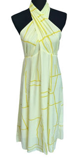 Banana Republic Dress Women 8 Yellow Halter‎ Midi Satin Sleeveless Summer NWT Photo 0
