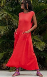 Free People Nikki Midi Dress In Atlas Red Photo 0
