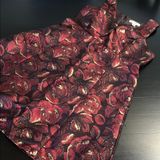 Motherhood Maternity Floral Sleeveless Dress Red‎ Gold Metallic Rose Medium Photo 0
