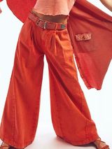 Free People We The Free Equinox Denim Jean 25 Coral Fusion Oversized Flared Photo 0