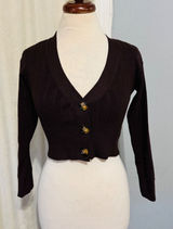 All The Ways Brown Ribbed Knit Cropped Cardigan V-Neck Stretcy Top‎ Women Size S Photo 0