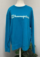 Champion Teal Turquoise Blue Crewneck Long Sleeve Sweatshirt Gym Sporty Comfy Photo 0