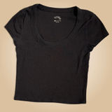 EST.PAC 1980 Black Scoop Neck Short Sleeve Crop Top Size S Photo 0
